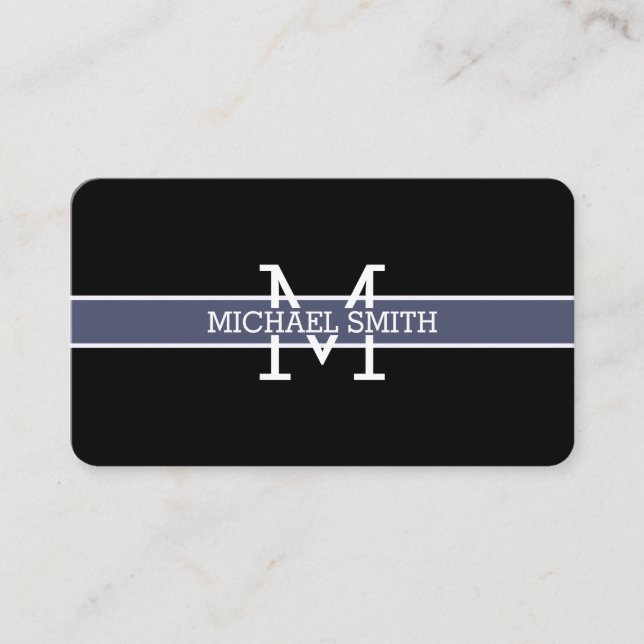 Monogram Professional Independence Horizontal Line Business Card (Front)