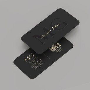 Monogram Professional Marketing Modern Black Business Card