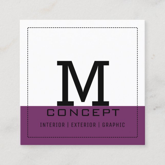 Monogram Professional Modern Byzantium Square Business Card (Front)