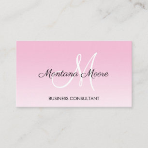 Monogram Professional Modern Elegant Pink White Business Card