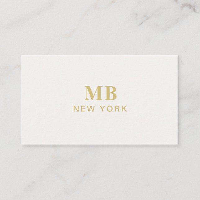 Monogram Professional Modern Ivory Business Card  (Front)