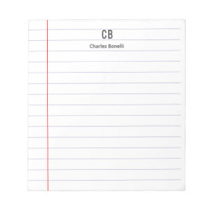 Monogram Professional Plain Minimalist Lined Paper Notepad