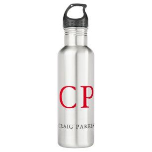 Monogram Professional Plain Red White Initials 710 Ml Water Bottle