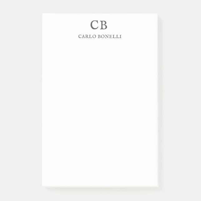 Monogram Professional Plain Simple Minimalist Post-it Notes (Front)