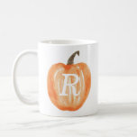 Monogram Pumpkin Coffee Mug<br><div class="desc">Watercolor pumpkin design that can be personalised with an initial or monogram.</div>