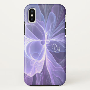 Monogram Purple Abstract Modern Fractal iPhone X Case