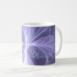 Monogram Purple Abstract Modern Fractal Coffee Mug
