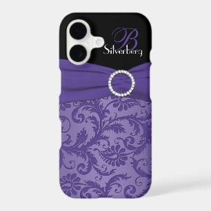 Monogram Purple and Black Damask iPhone 7 Case