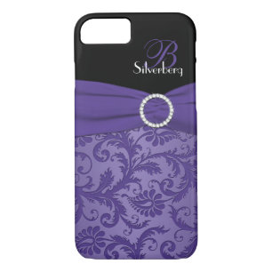 Monogram Purple and Black Damask iPhone 7 Case
