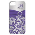 Monogram Purple and Silver Damask iPhone 5 Case