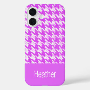 Monogram purple and white houndstooth pattern iPhone 16 case