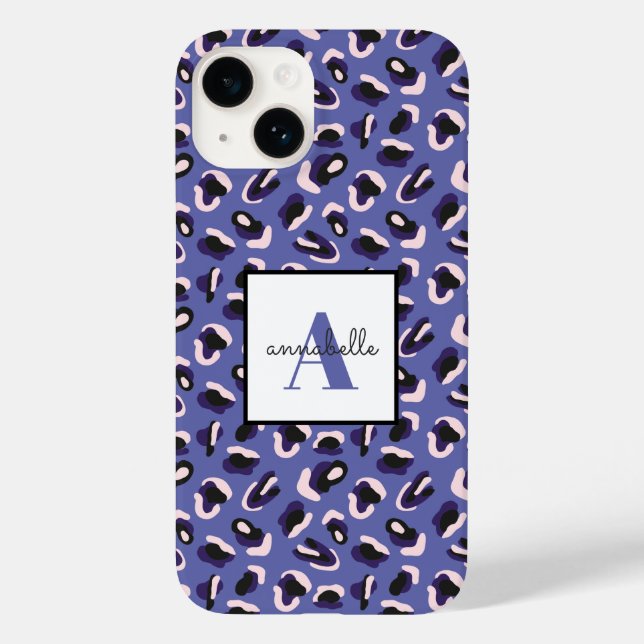 Monogram Purple Animal Leopard Print Personalised Case-Mate iPhone Case (Back)