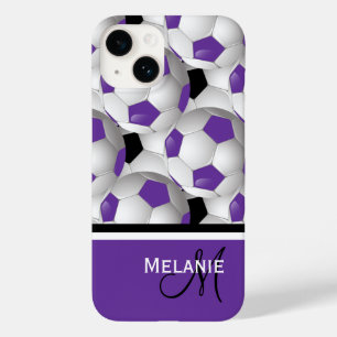 Monogram Purple Black Soccer Ball Pattern Case-Mate iPhone 14 Case