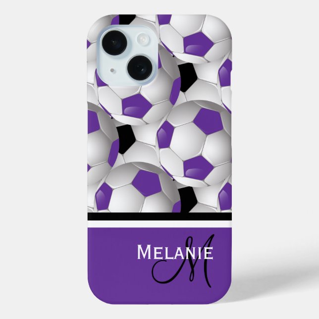 Monogram Purple Black Soccer Ball Pattern Case-Mate iPhone Case (Back)