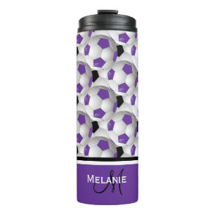 Monogram Purple Black Soccer Ball Pattern Thermal Tumbler