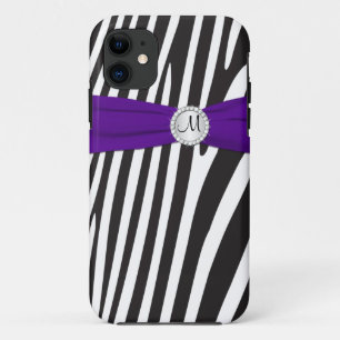 Monogram Purple Black White Zebra Striped iPhone 5 iPhone 11 Case