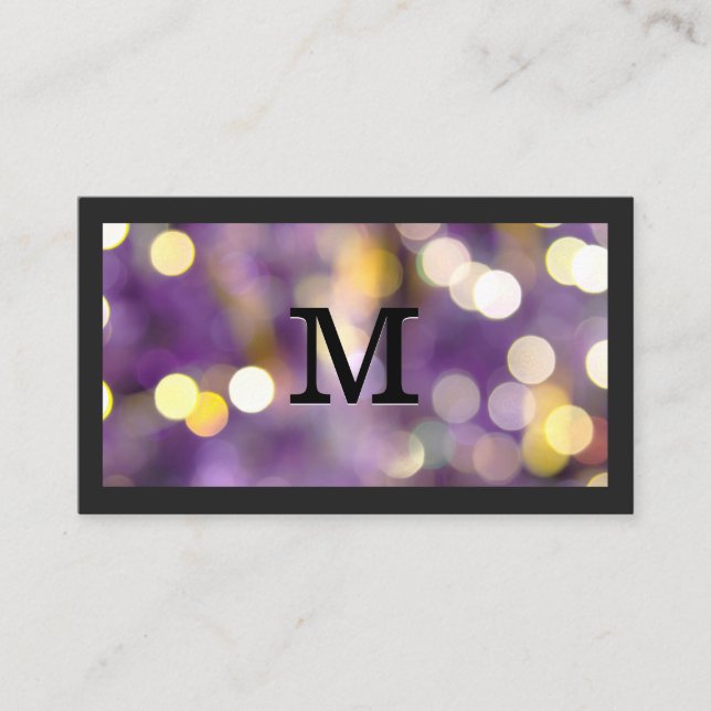 Monogram | Purple Bokeh Business Card (Front)