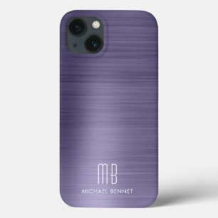 Monogram Purple Brushed Metal iPhone 13 Case