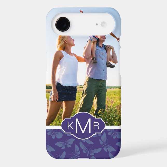Monogram | Purple Butterflies Case-Mate iPhone Case (Back)
