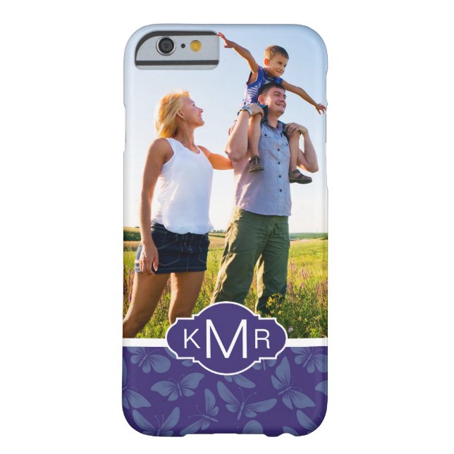 Monogram | Purple Butterflies Case-Mate iPhone Case (Back)