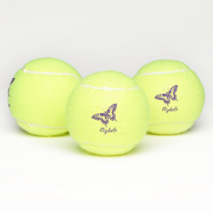 Monogram Purple Butterfly Dog Pet Sports Mum Tennis Balls