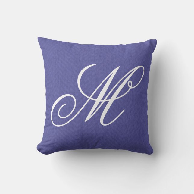 Monogram Purple Chevron Personalised Cushion (Front)