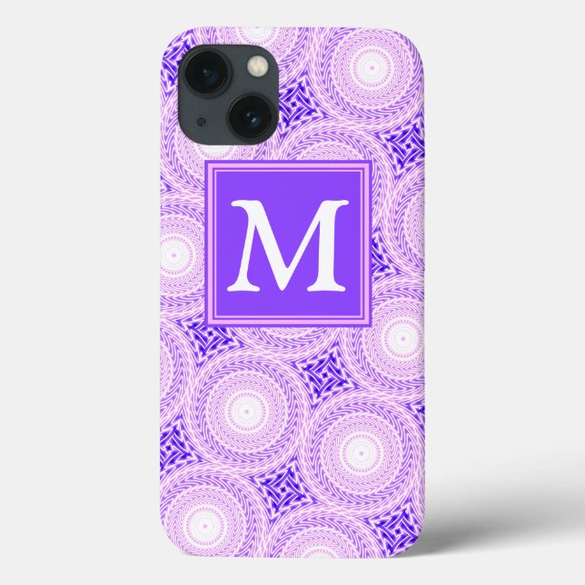 Monogram purple circles pattern Case-Mate iPhone c Case-Mate iPhone Case (Back)