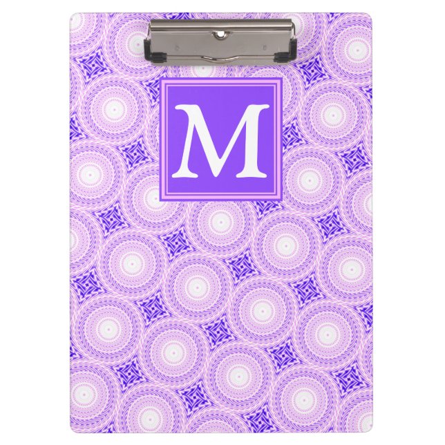 Monogram purple circles pattern clipboard (Front)