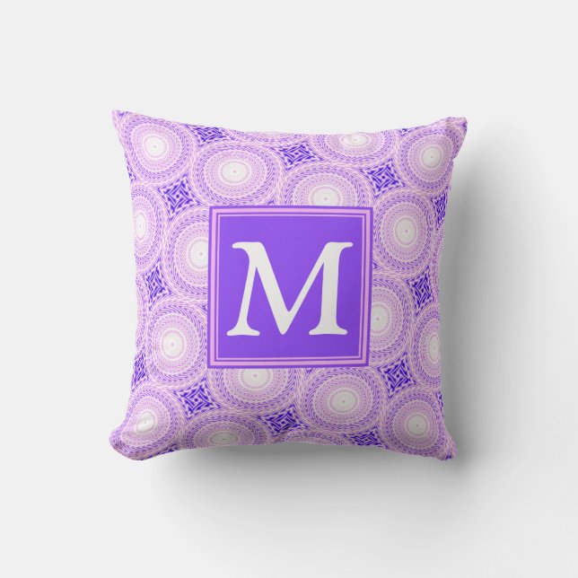 Monogram purple circles pattern cushion (Front)