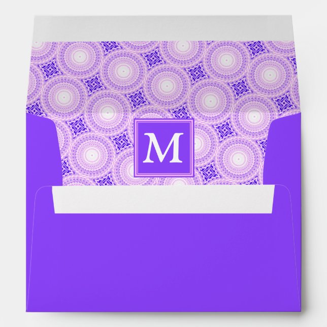Monogram purple circles pattern envelopes (Back (Bottom))