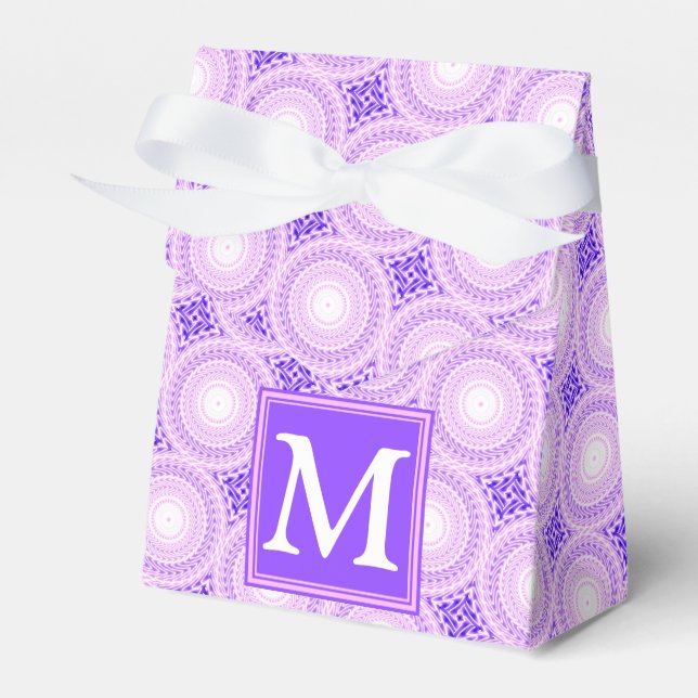 Monogram purple circles pattern favour box (Front Side)