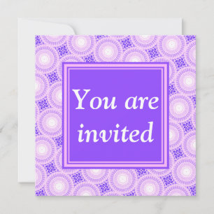 Monogram purple circles pattern invitation