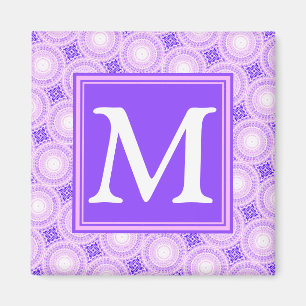 Monogram purple circles pattern magnet