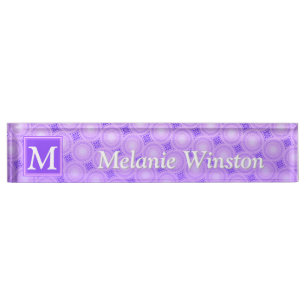 Monogram purple circles pattern nameplate