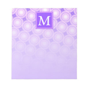 Monogram purple circles pattern notepad