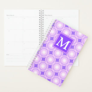 Monogram purple circles pattern planner