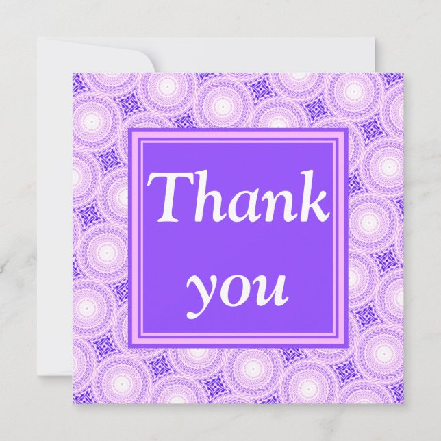 Monogram purple circles pattern thank you card (Front)