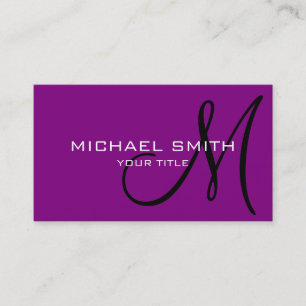 Monogram Purple colour background Business Card
