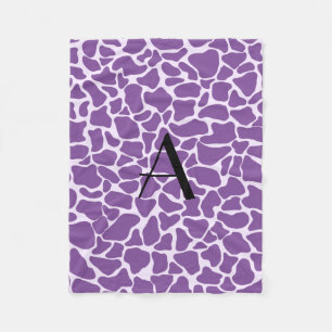 Monogram purple giraffe print fleece blanket