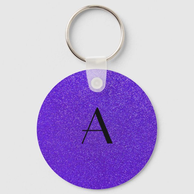 Monogram purple glitter key ring (Front)