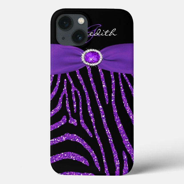 Monogram Purple Glitter Zebra iPad Air Case (Back)