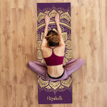 Monogram Purple Gold Mandala Floral Pattern Yoga Mat<br><div class="desc">An elegant and beautiful purple and gold bohemian monogram yoga mat. Design is on the front and back of the mat.Add your name at the bottom of the mat. Designed for you by Blackberry Boulevard.</div>