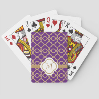 Monogram Purple Gold Moroccan Playing Cards