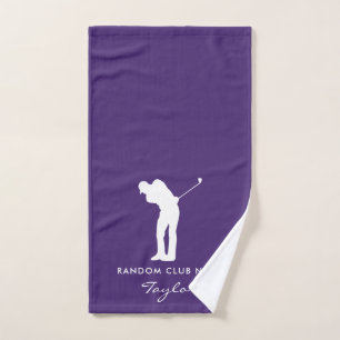 Monogram Purple Golf Club Members Name Custom Hand Towel