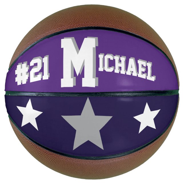 Monogram Purple, Grey, and White Basketball (Front)