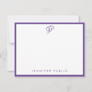 Monogram Purple Handwritten Script Name Text Card