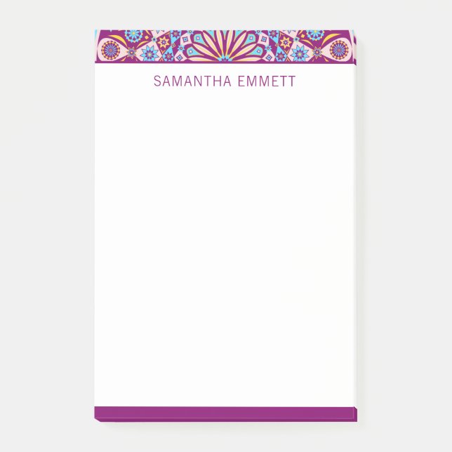 Monogram Purple Mandala Colourful Post-it® Notes (Front)