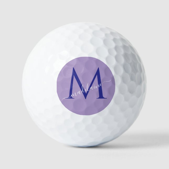 Monogram Purple Modern Elegant  Golf Balls (Front)