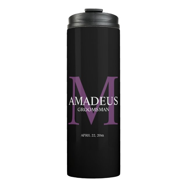 Monogram Purple Named thermal tumbler (Front)
