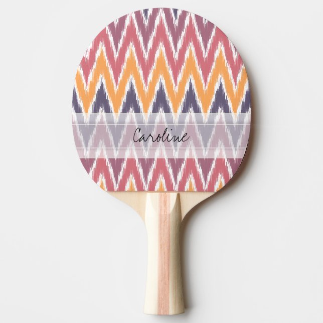Monogram Purple Orange Ikat Chevron Zig Zag Pattrn Ping Pong Paddle (Front)